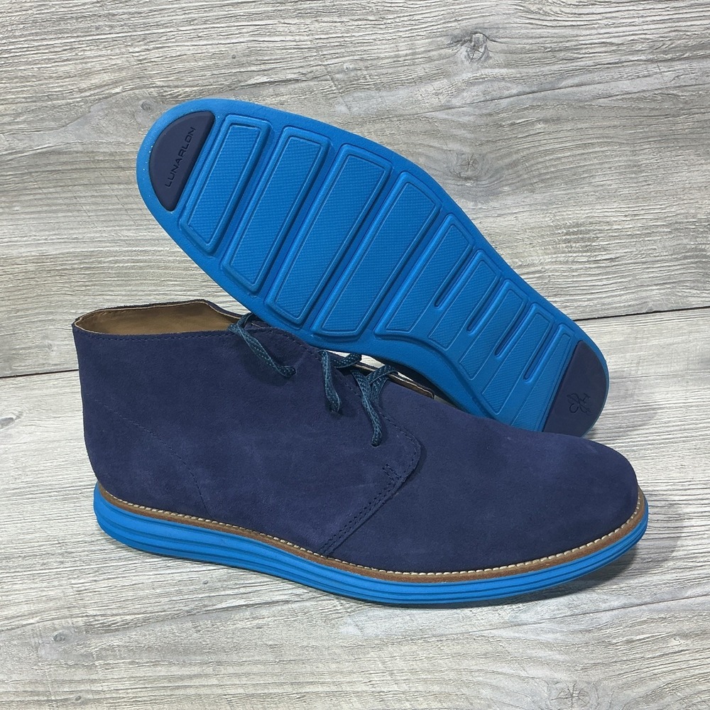 Cole Haan LunarGrand Chukka Boots Mens Size 13 M Blue Suede C13627 Desert Preppy